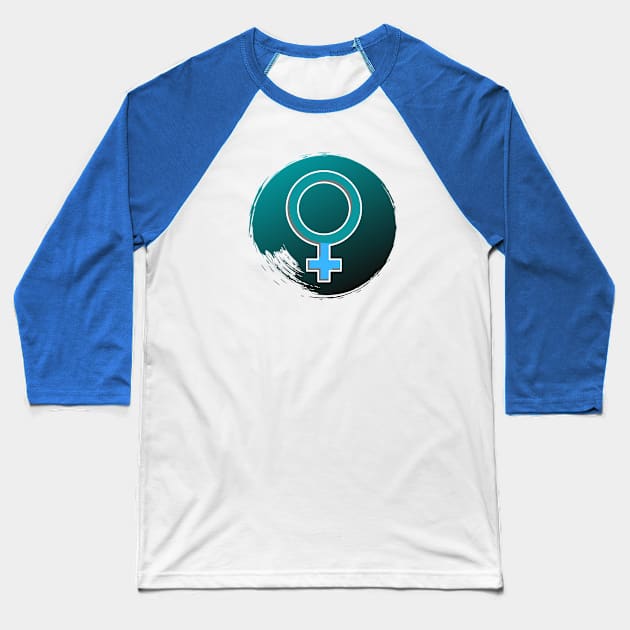 Female Symbol – Blue and Green Baseball T-Shirt by KoreDemeter14